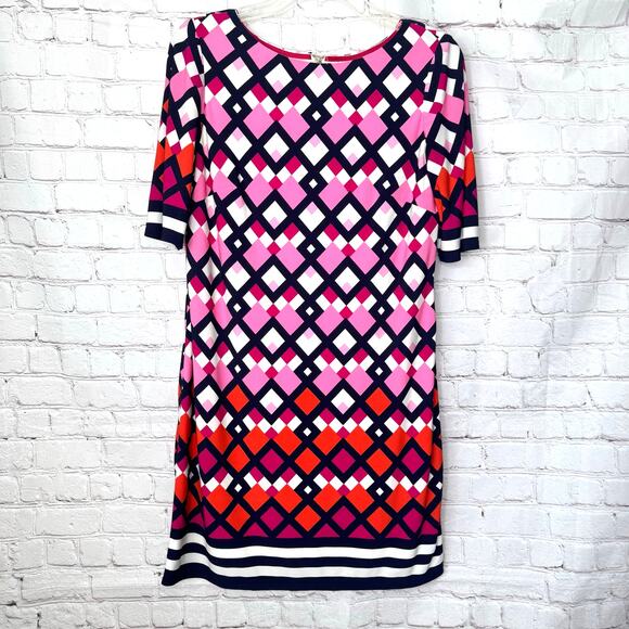 Eliza J Dresses & Skirts - Eliza J Wms Petite 8P Colorful Diamond Shift Mini Dress Modern Career Artsy